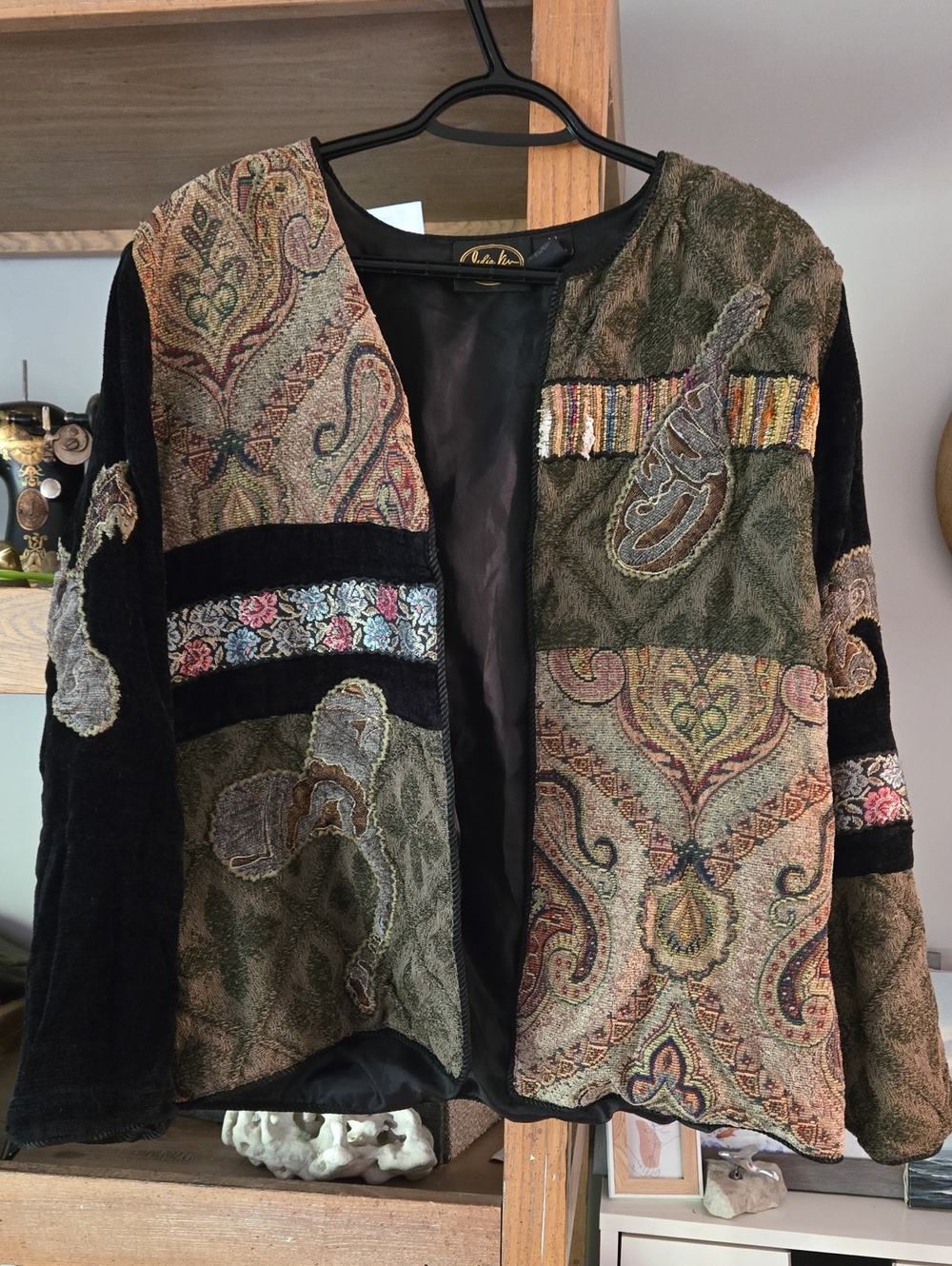 Vintage Julia Kim Patchwork Paisley Velvet Jacket - Multicolor